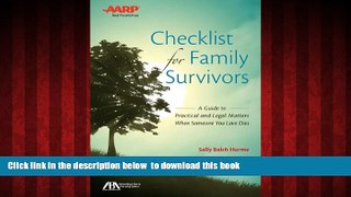 Best books  ABA/AARP Checklist for Family Survivors: A Guide to Practical and Legal Matters When