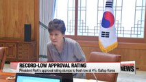 President Park's approval rating slumps to fresh low at 4%: Gallup Korea