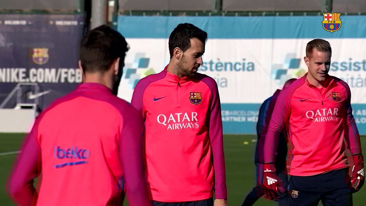 FC Barcelona training session: Training with Anoeta trip in mind