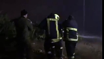 Палестинские пожарные принимают участие в тушении пожаров в Израиле