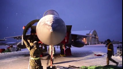 Awesome Afterburner of US F-16 & F-15 Flying to the Alaska Snow    F-22 Air Refuel