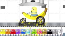 Coloring Minions Cartoon Bike - Learn Colors With Minions - Video Learning For Kids