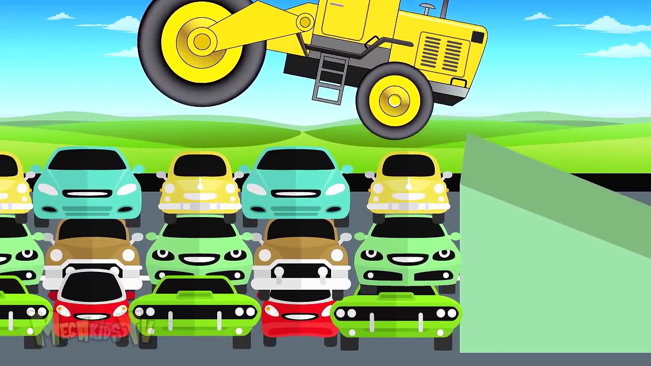 Bulldozer Truck And Race Car Vs Blue Monster Truck - Video For Kids