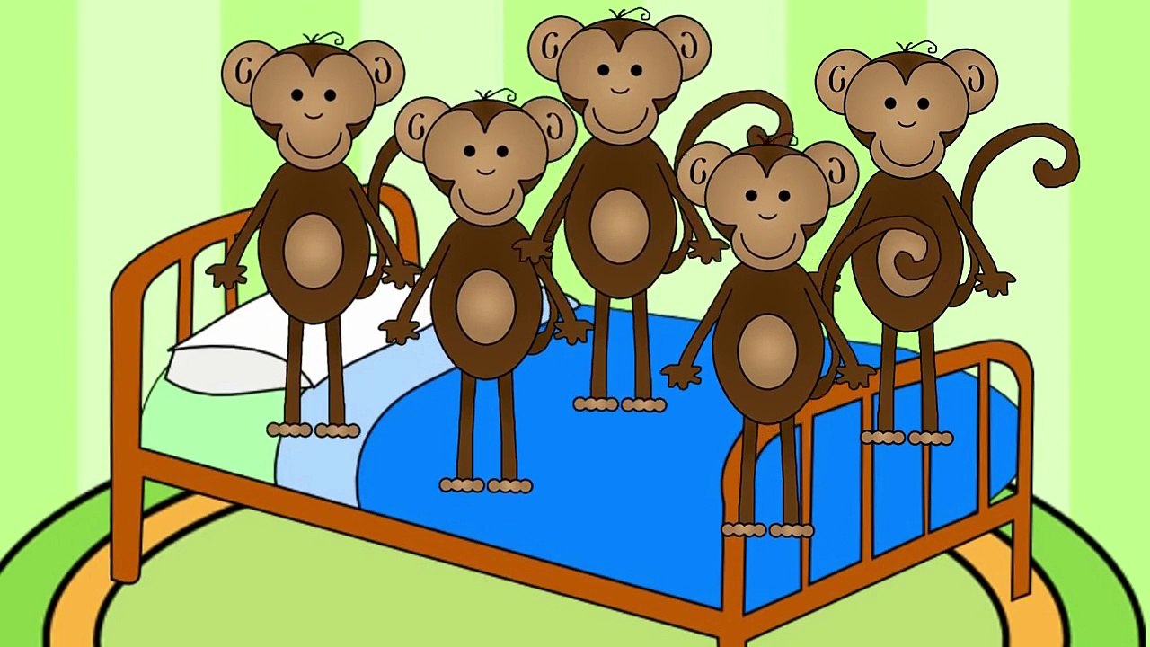 Five Little Monkeys Jumping On The Bed | Childrens Nursery Rhymes | Songs