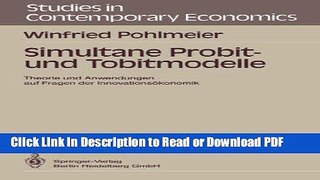 Read Simultane Probit- und Tobitmodelle: Theorie und Anwendungen auf Fragen der