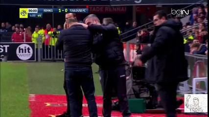 Pascal Dupraz (Toulouse Coach) Head Hit by a Fan with a bottle of wate