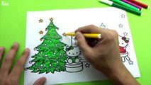 Hello Kitty Christmas Coloring Pages For Kids | Learning Colors With Hello Kitty Coloring Book