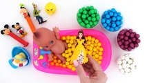 Learn Colors & Counting Baby Doll Bath Time Playing with Pez and Surprise Toys RainbowLearning