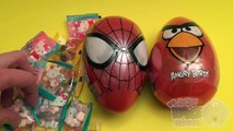 Play and Learn Opening 3 JUMBO Surprise Eggs Hello Kitty Spider Man and Angry Birds Opening Surpris
