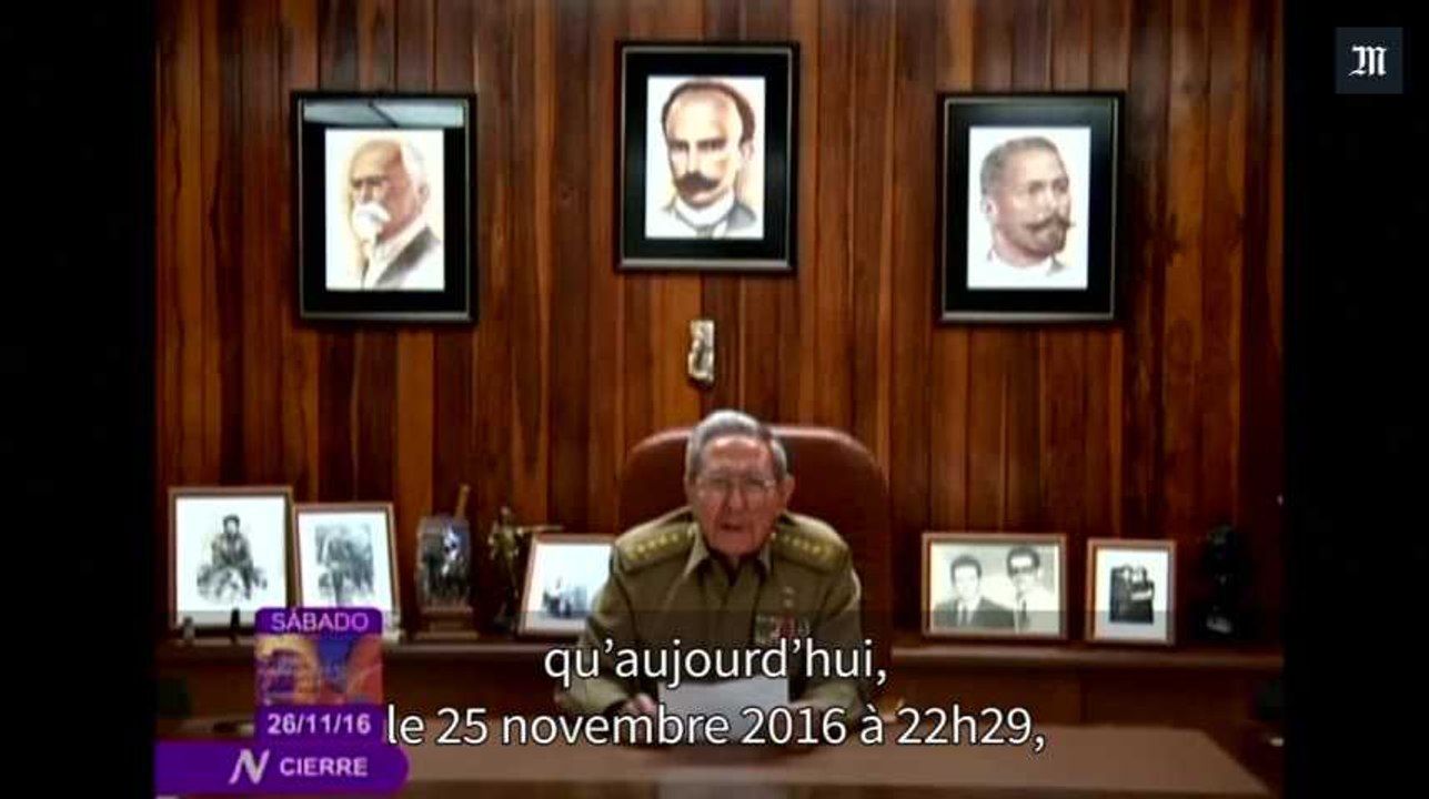 Raul Castro annonce à la télévision la mort de son frère Fidel