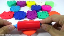 Fun Learning Colours with Play Dough Heart Smiley Modelling Clay& Doremon Hello Kitty Molds for kids