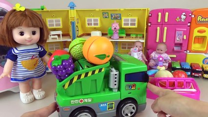 Baby Doll & fruit cutting - refrigerator & vegetable truck car toys-d0ns4tOpdl8