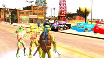 Disney Pixar Cars Lightning McQueen Nursery Rhymes Songs with Teenage Mutant Ninja Turtles
