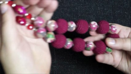 Вязаные бусы "Пион"