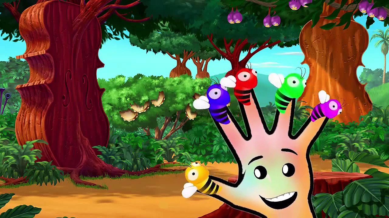 Bee Cartoon Nursery Finger Family Rhymes For Children - Honey Bee Finger Family Songs