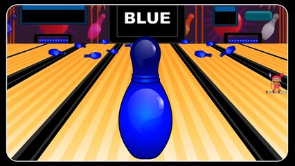 Learn Colors With Funny Bowling Balls - Red Green Blue Pink - Color Video For Kids Children