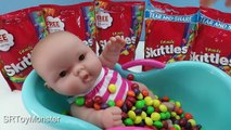 Baby Doll Bath Time In Skittles Candy Pretend Play