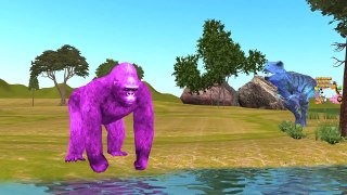 Colors Dinosaur Vs Gorilla Finger Family | Animals Nursery Rhymes | Colors Dinosaur Godzilla Rhymes
