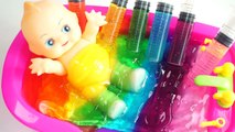Learn Colors Baby Doll Bath Time Slime Syringer DIY Colors Spoon Milk Gummy Jelly