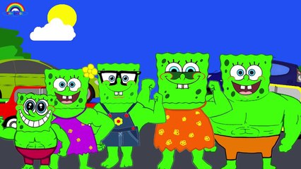 Télécharger la video: Spongebob Squarepants in Hulk Finger Family Songs - Bob Esponja Se Disfraza HULK PERSONAJES