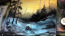 Winter landscape spray paint art techniques
