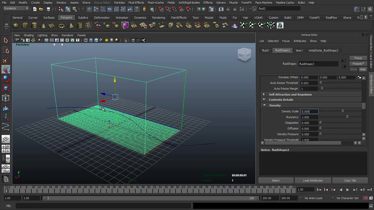Maya 3D - Dynamic - FluidEffect - Curve Emitter