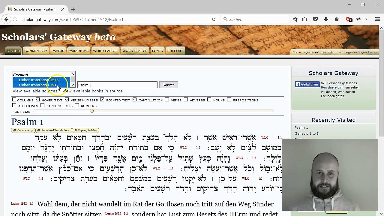 Hebräisch Online-Morphologie bei Scholars' Gateway