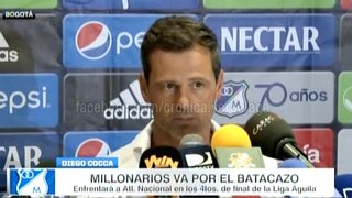 Diego Cocca habló en la previa del juego entre Millonarios y Nacional · Liga Águila 2016-II (cuartos de final, ida)