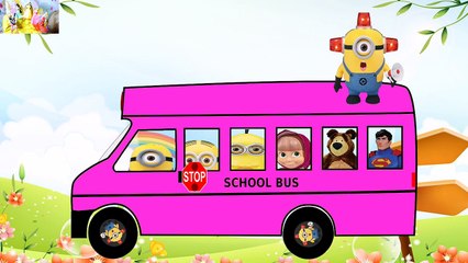 Minions Superman Masha Medved Wheels on the bus | Nursery Rhymes collection songs