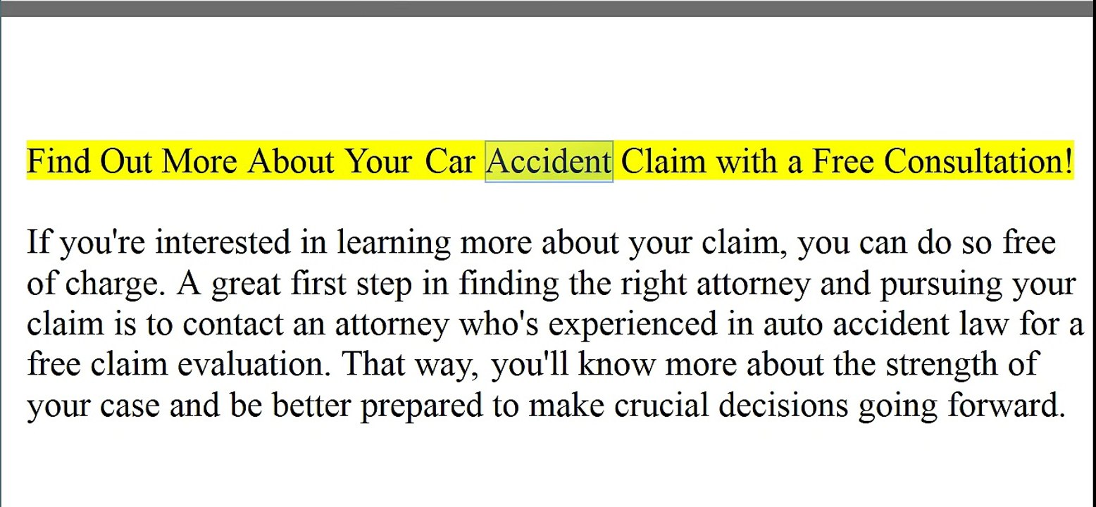 Find Out More About Your Car Accident Claim with a Free Consultation