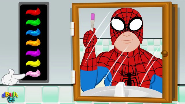 Learn colors with Teeth Brush Super heroes | Spiderman, Hulk, Supergirl | Clean teeth kids!!