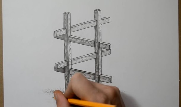 How to Draw Impossible Fence Posts - Optical Illusion
