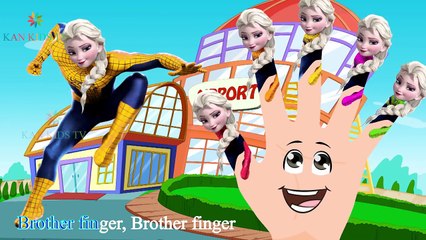 Elsa Frozen Spiderman Finger Family Songs | Nursery Rhymes Lyric & More | Kan Kids TV