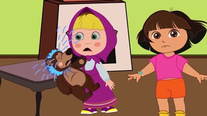Jumping On The Bed - Masha And Dora Babysitting Poop Funny Story
