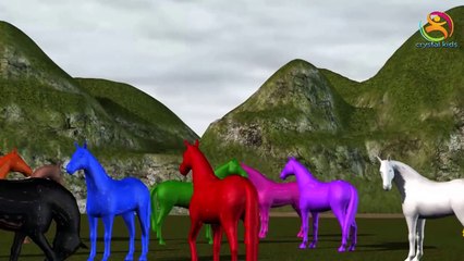 Learn Colorful Horse Rainbow Colours Songs For Toddlers | Gian Dragon Colors for Preschool Kids