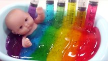 Baby Doll Bath Time Slime Syringe English Learn Colors Play Doh Toy Surprise Eggs YouTube