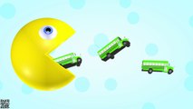 Colors for Children to Learn with Pacman Cartoon Bus Toys - Colurs for Kids to Learn