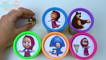 CUPS Surprise Toys Play Doh Clay Masha and Bear Collection Rainbow Learn Colours in English