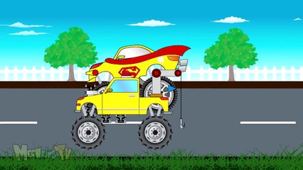 Big Truck Counting Super Man Monster Trucks - Video Learning For Kids