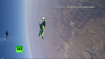 This Video By RT of Heaven Sent: Skydiver Luke Aikins jumps 25000 feet without