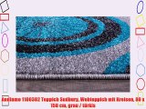 Andiamo 1100302 Teppich Sudbury Webteppich mit Kreisen 80 x 150 cm grau / tÃ¼rkis