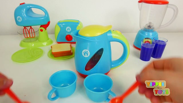 Just Like Home Kitchen Appliance Set Playset Blender Mixer Toaster Coffee Kettle Cooking Breakfast