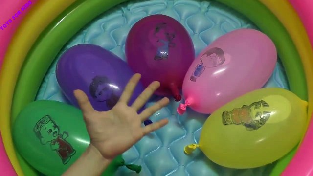 5 Wet Colours Face Balloons Learn colors water balloon Finger Family Nursery Rhymes