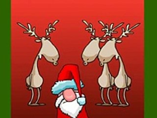 Christmas funny deer + Santa singing Basketcase by Greenday