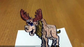 3D drawing on paper Step by Step -How to Draw 3d Moose on paper