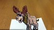 3D drawing on paper Step by Step -How to Draw 3d Moose on paper