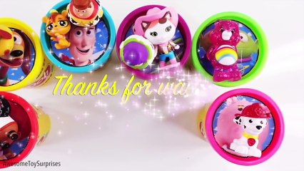 Descargar video: Disney Frozen Sheriff Callie Toy Story Play-Doh Surprise Eggs Tubs Dippin Dots Learn Colors Episodes