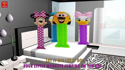 5 Little MICKEY MOUSE BLUE CANDY Jumping On The Bed & MORE | Nursery Rhymes In 3D Animation