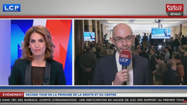 La réaction au QG de François Fillon après les premiers résultats