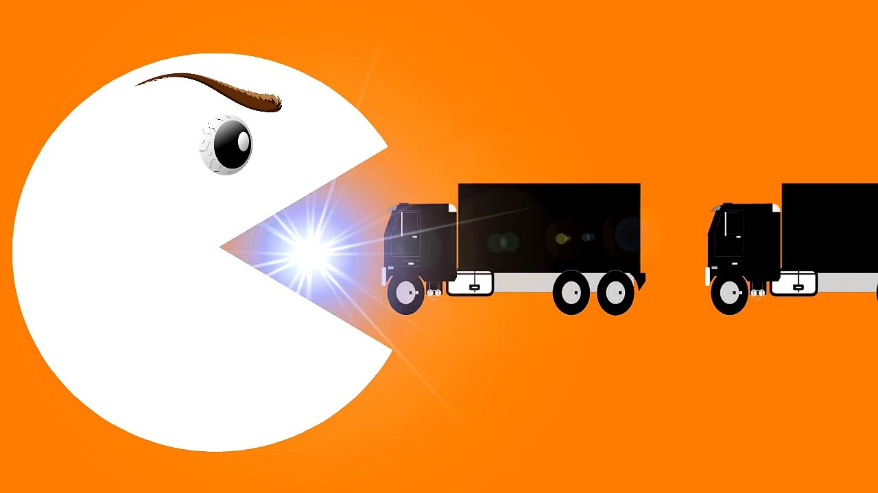 Learn Colors With Pacman For Kids - Garbage Trucks - Funny Video For Kids